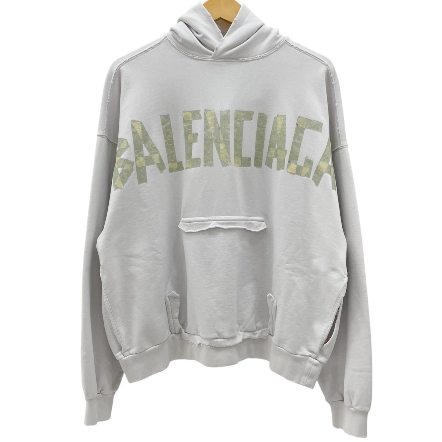 BALENCIAGA | バレンシアガ Tape Type Ripped Pocket Hoodie パーカー 744441 TOVB1 ホワイト サイズ：XS【尾張小牧店】