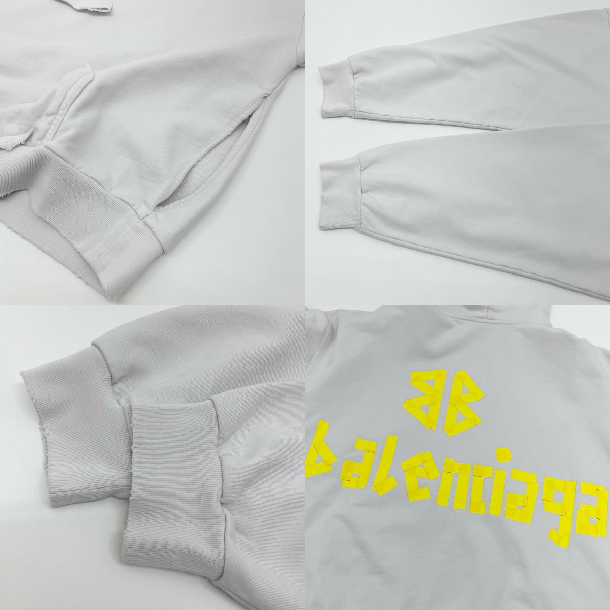 BALENCIAGA | バレンシアガ Tape Type Ripped Pocket Hoodie パーカー 744441 TOVB1 ホワイト サイズ：XS【尾張小牧店】