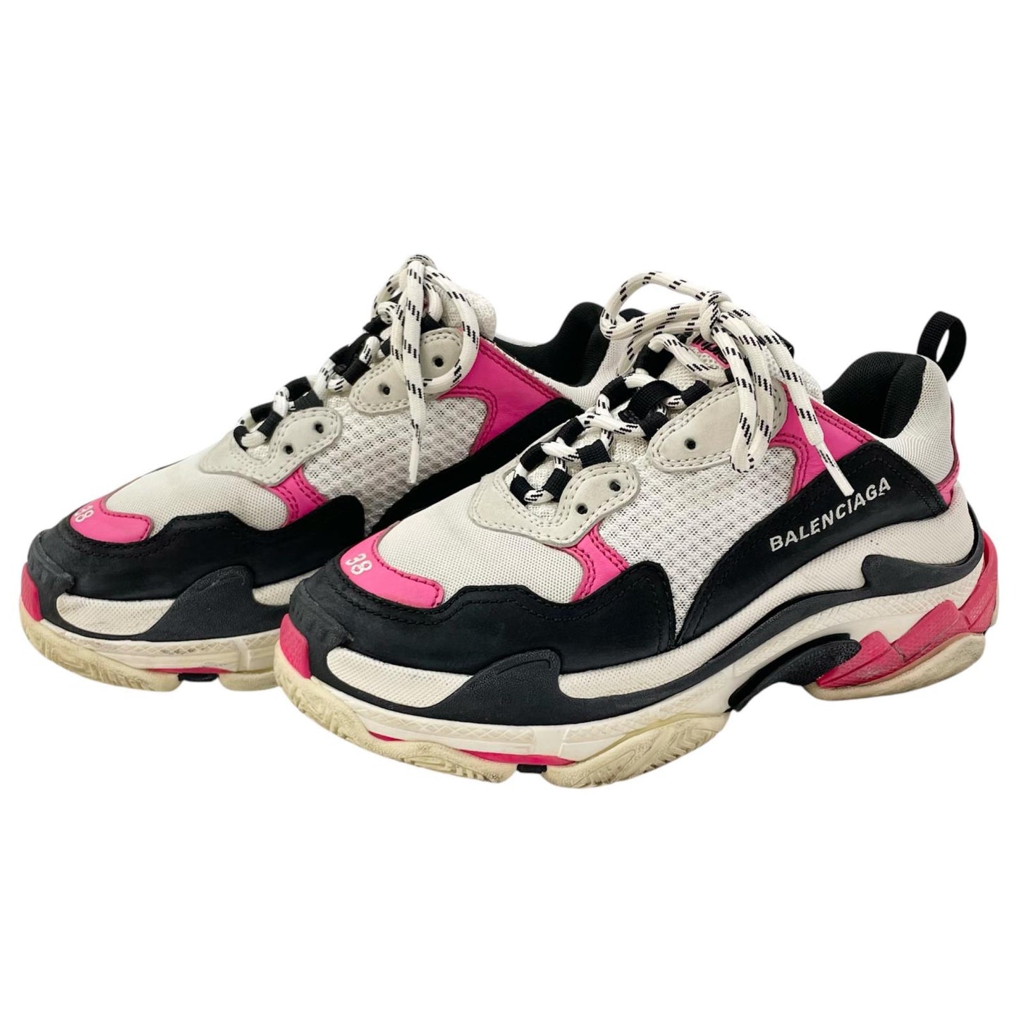 【中古】BALENCIAGA | バレンシアガ TRIPLE S トリプルS ダッドシューズ ダッドスニーカー 524039 ホワイト×ブラック×ピンク 25cm【尾張小牧店】