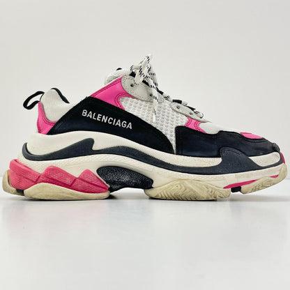【中古】BALENCIAGA | バレンシアガ TRIPLE S トリプルS ダッドシューズ ダッドスニーカー 524039 ホワイト×ブラック×ピンク 25cm【尾張小牧店】