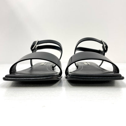 【中古】BALENCIAGA | バレンシアガ ストラップ レザー スクエアトゥ サンダル ブラック サイズ：37　24.5cm【尾張小牧店】