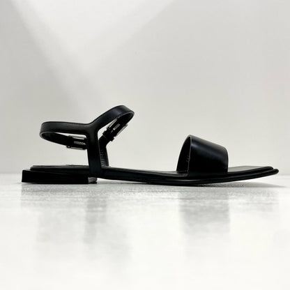 【中古】BALENCIAGA | バレンシアガ ストラップ レザー スクエアトゥ サンダル ブラック サイズ：37　24.5cm【尾張小牧店】