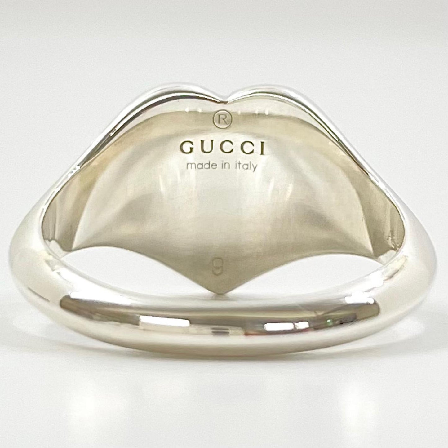 【中古】GUCCI | グッチ インターロッキングG ロゴ ハート モチーフ リング・指輪 645544 シルバー×レッド【尾張小牧店】