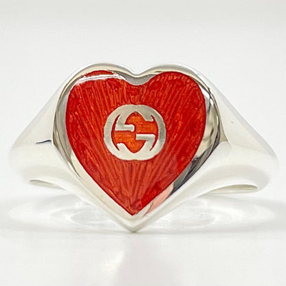 【中古】GUCCI | グッチ インターロッキングG ロゴ ハート モチーフ リング・指輪 645544 シルバー×レッド【尾張小牧店】