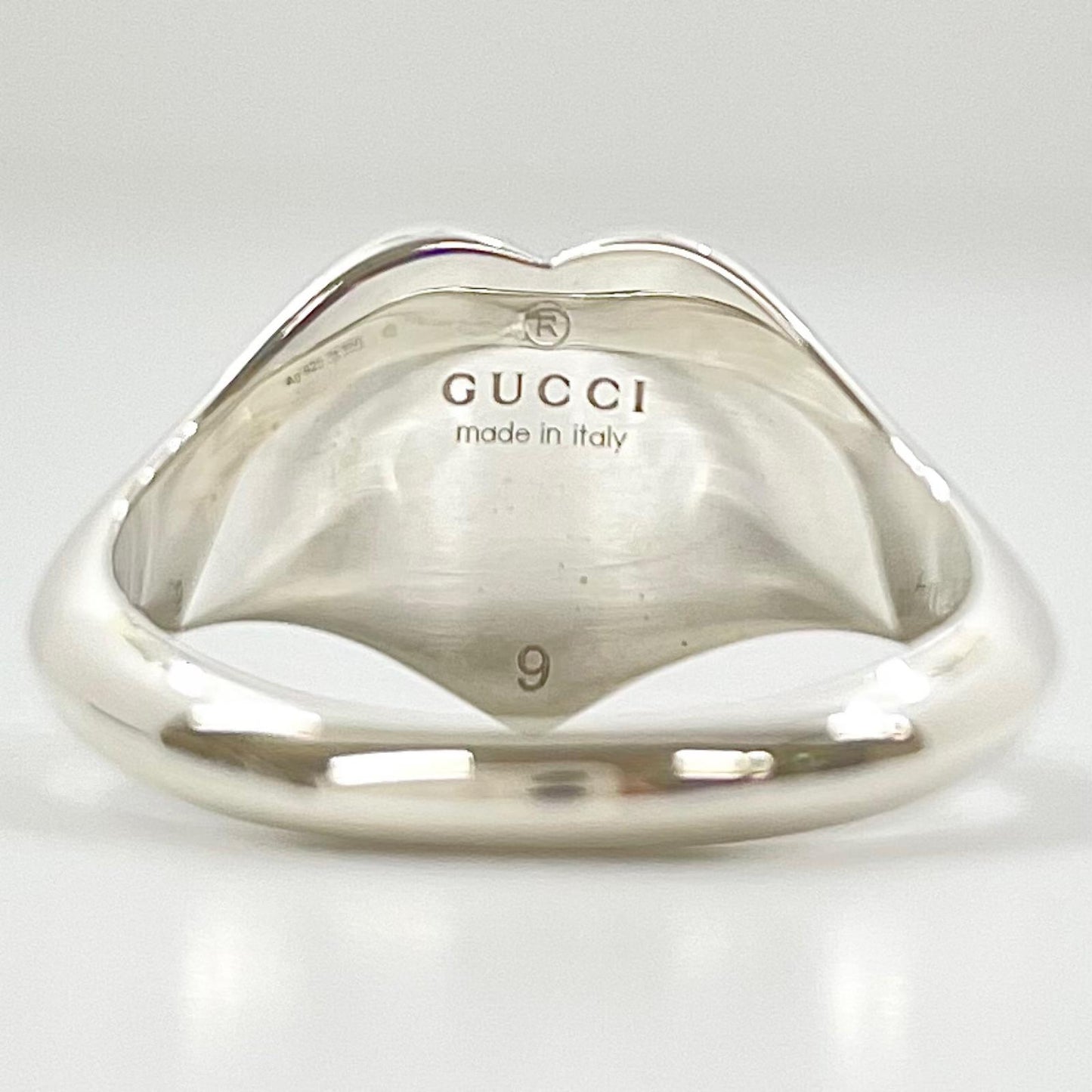 【中古】GUCCI | グッチ インターロッキングG ロゴ ハート モチーフ リング・指輪 645544 シルバー×レッド【尾張小牧店】