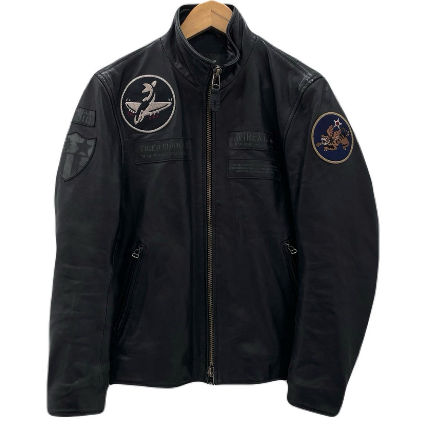 AVIREX | アヴィレックス AGED WAPPEN STAND ZIP RIDERS レザー 783-4250012 ブラック サイズ：M【尾張小牧店】