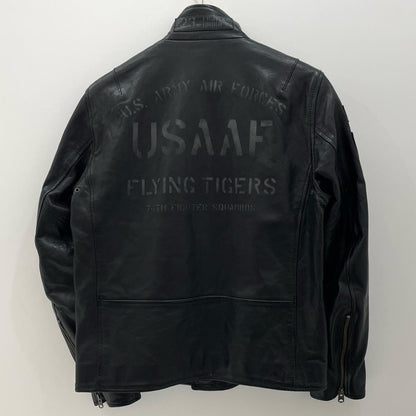 AVIREX | アヴィレックス AGED WAPPEN STAND ZIP RIDERS レザー 783-4250012 ブラック サイズ：M【尾張小牧店】