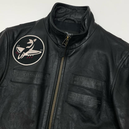 AVIREX | アヴィレックス AGED WAPPEN STAND ZIP RIDERS レザー 783-4250012 ブラック サイズ：M【尾張小牧店】