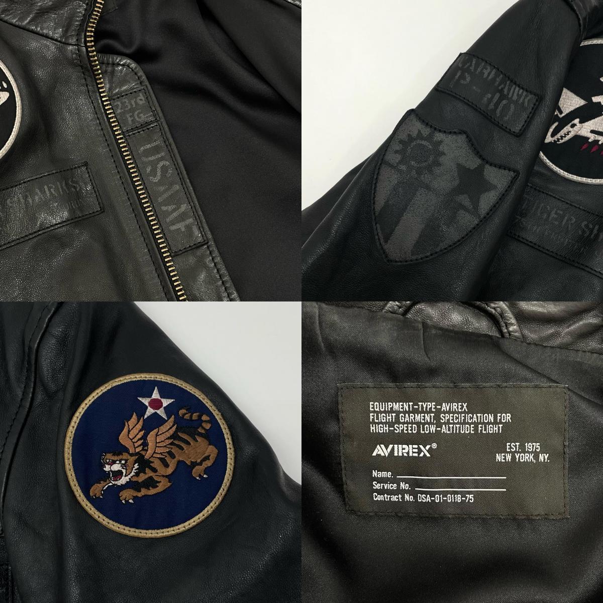 AVIREX | アヴィレックス AGED WAPPEN STAND ZIP RIDERS レザー 783-4250012 ブラック サイズ：M【尾張小牧店】