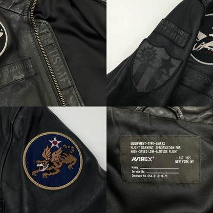 AVIREX | アヴィレックス AGED WAPPEN STAND ZIP RIDERS レザー 783-4250012 ブラック サイズ：M【尾張小牧店】