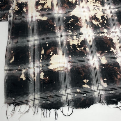 【中古】Rafu | ラフ Bleached & Damaged Shirt チェック柄長袖シャツ ブラック×マルチカラー サイズ：L【尾張小牧店】