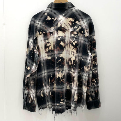 【中古】Rafu | ラフ Bleached & Damaged Shirt チェック柄長袖シャツ ブラック×マルチカラー サイズ：L【尾張小牧店】