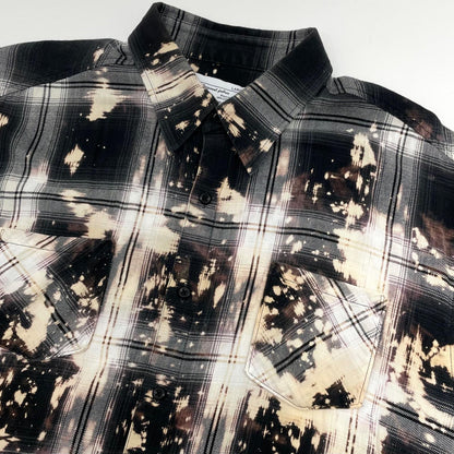 【中古】Rafu | ラフ Bleached & Damaged Shirt チェック柄長袖シャツ ブラック×マルチカラー サイズ：L【尾張小牧店】