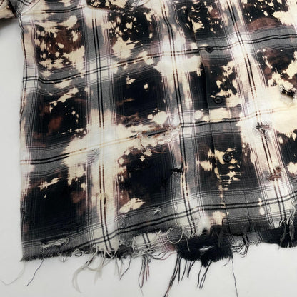 【中古】Rafu | ラフ Bleached & Damaged Shirt チェック柄長袖シャツ ブラック×マルチカラー サイズ：L【尾張小牧店】