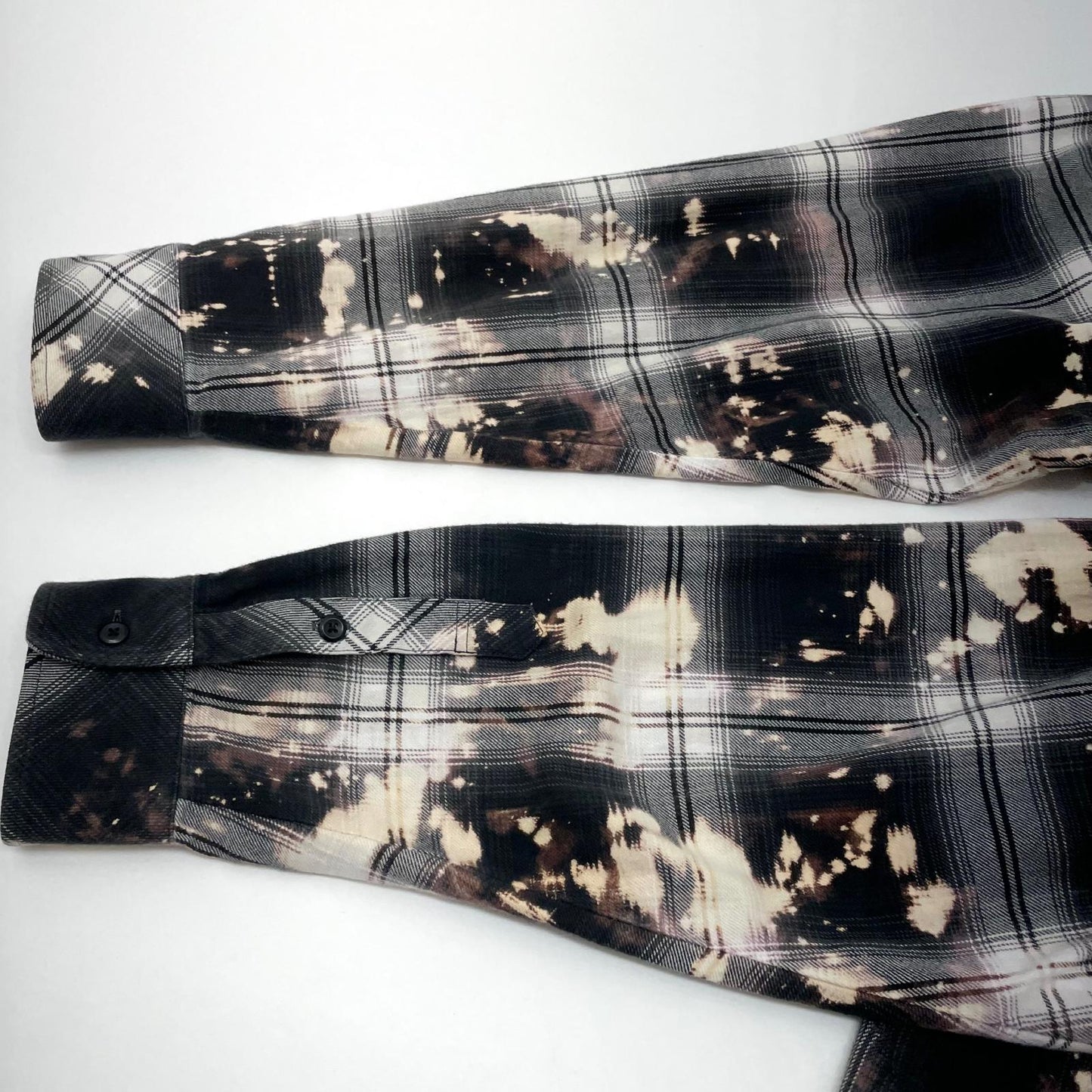【中古】Rafu | ラフ Bleached & Damaged Shirt チェック柄長袖シャツ ブラック×マルチカラー サイズ：L【尾張小牧店】