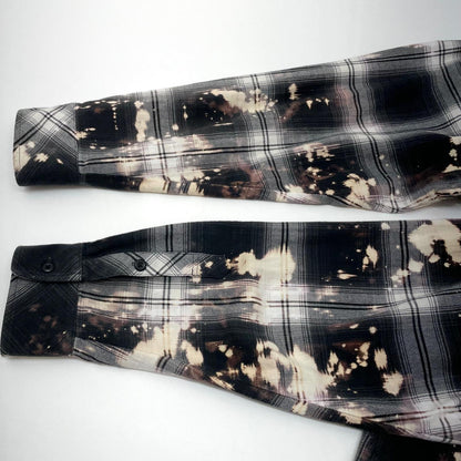 【中古】Rafu | ラフ Bleached & Damaged Shirt チェック柄長袖シャツ ブラック×マルチカラー サイズ：L【尾張小牧店】
