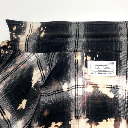 【中古】Rafu | ラフ Bleached & Damaged Shirt チェック柄長袖シャツ ブラック×マルチカラー サイズ：L【尾張小牧店】