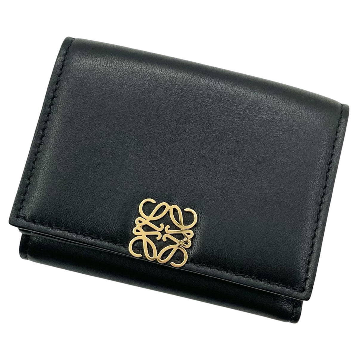 【中古】LOEWE | ロエベ パファー アナグラム トライフォールド ウォレット 三つ折り財布 コンパクト C821TR2X10 ブラック【尾張小牧店】