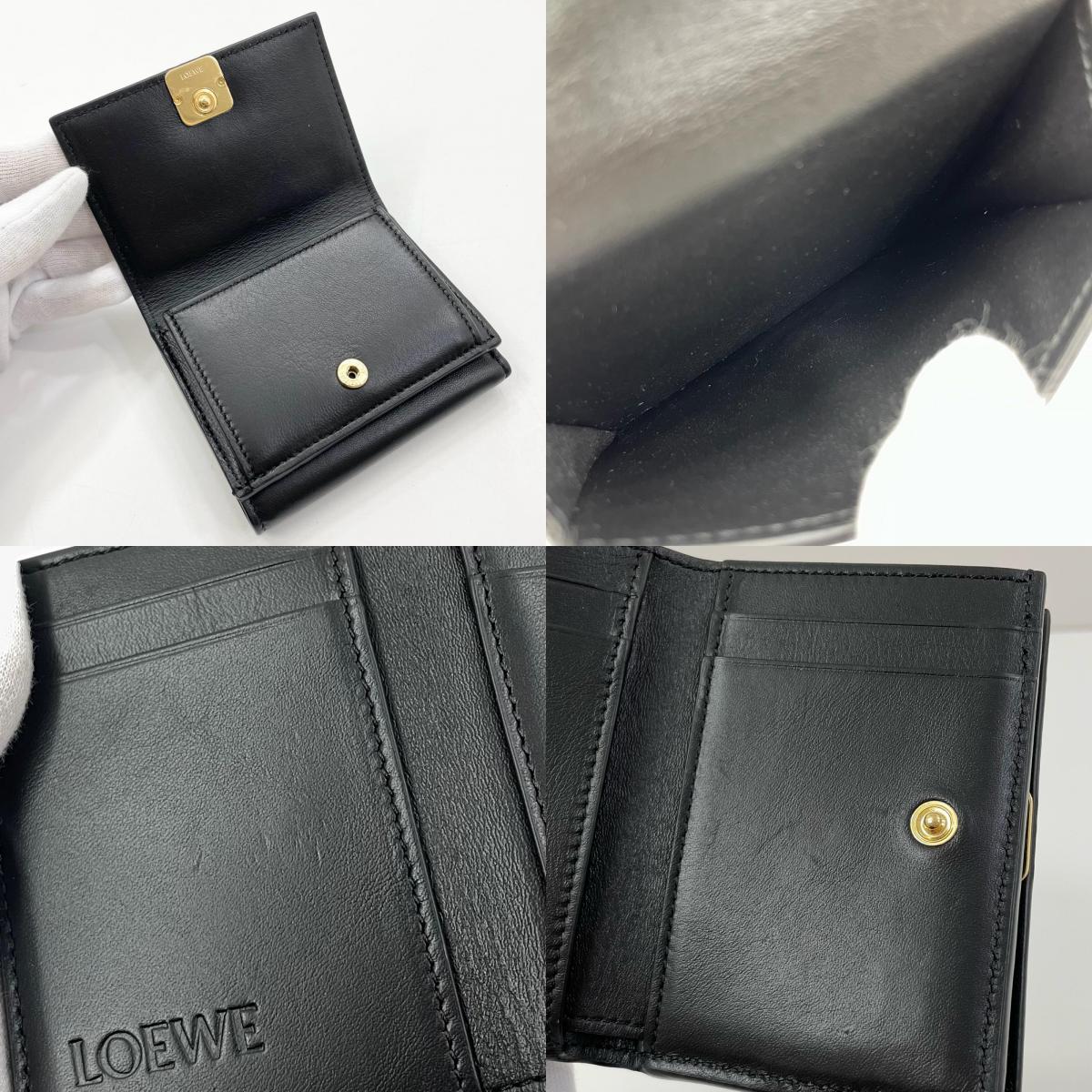 【中古】LOEWE | ロエベ パファー アナグラム トライフォールド ウォレット 三つ折り財布 コンパクト C821TR2X10 ブラック【尾張小牧店】