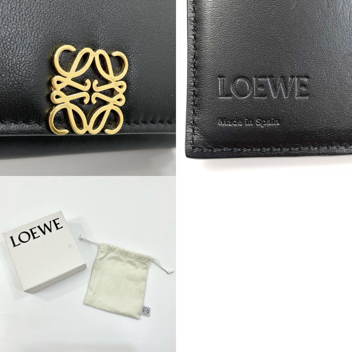 【中古】LOEWE | ロエベ パファー アナグラム トライフォールド ウォレット 三つ折り財布 コンパクト C821TR2X10 ブラック【尾張小牧店】