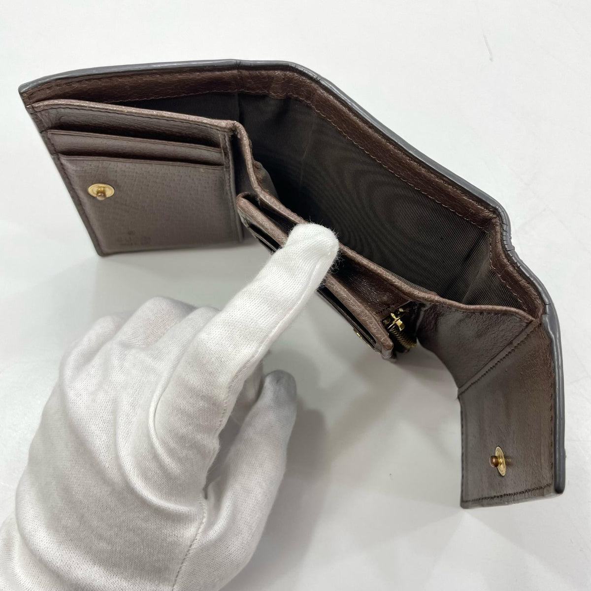 【中古】GUCCI | グッチ シェリーライン GG コンパクトウォレット 二つ折り財布 523174・2288 ブラウン【尾張小牧店】