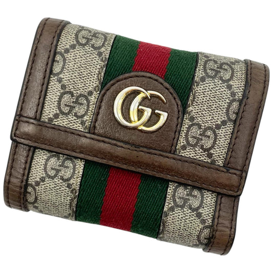 【中古】GUCCI | グッチ シェリーライン GG コンパクトウォレット 二つ折り財布 523174・2288 ブラウン【尾張小牧店】