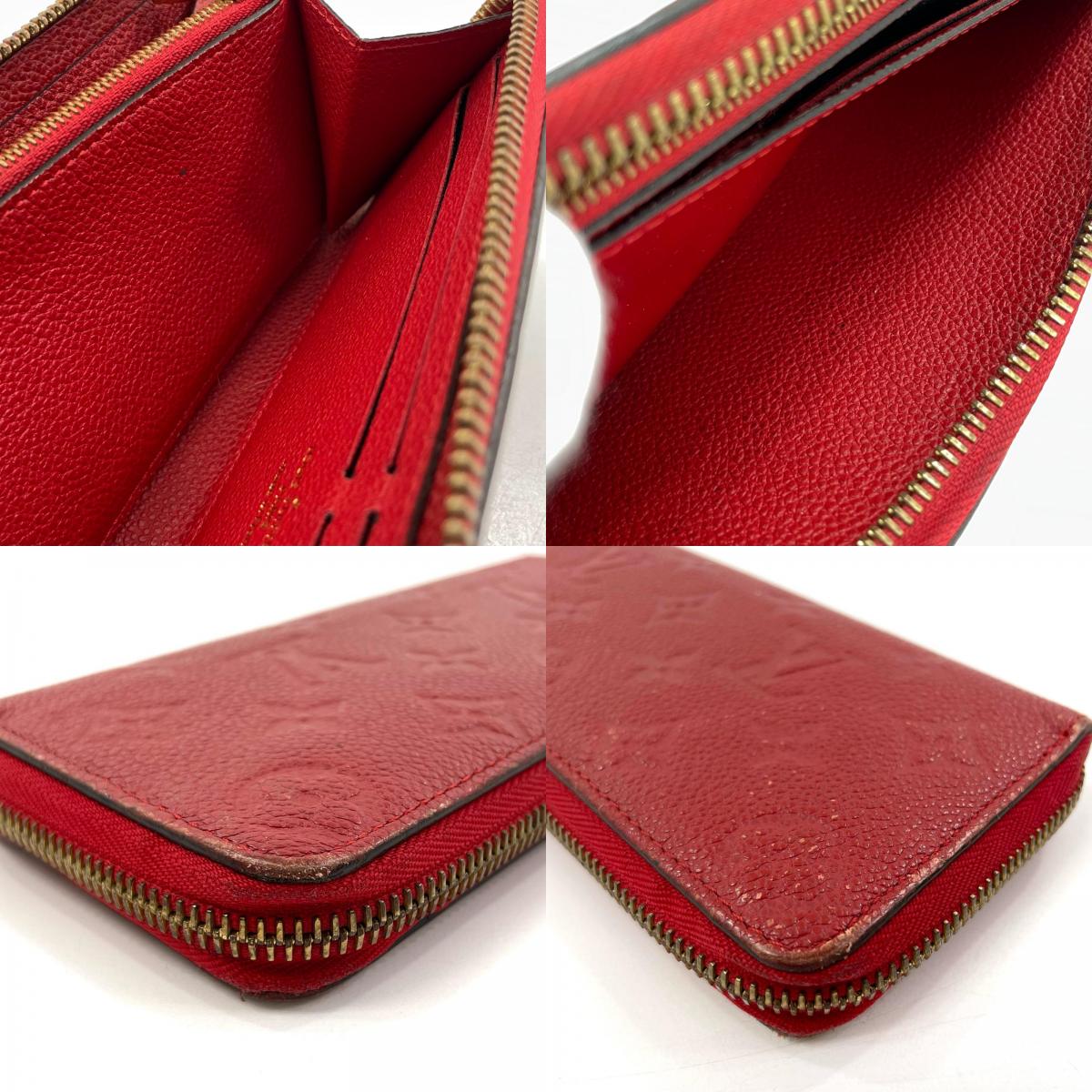 【中古】LOUIS VUITTON | ルイ・ヴィトン ポルトフォイユ クレマンス モノグラム アンプラント ラウンドファスナー 長財布 M60171 レッド【尾張小牧店】