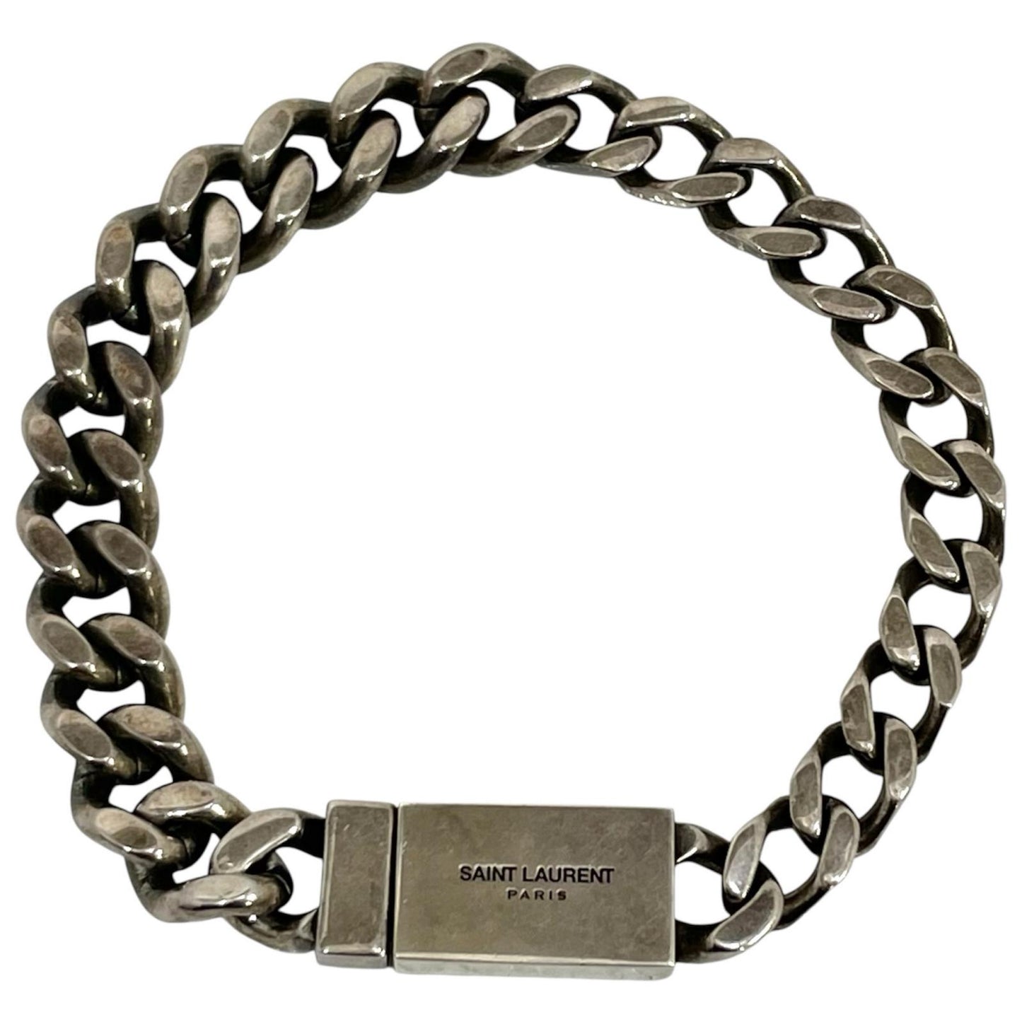 【中古】SAINT LAURENT | サンローラン メタルチェーン ブレスレット アシンメトリー 731208 シルバー Lサイズ【尾張小牧店】