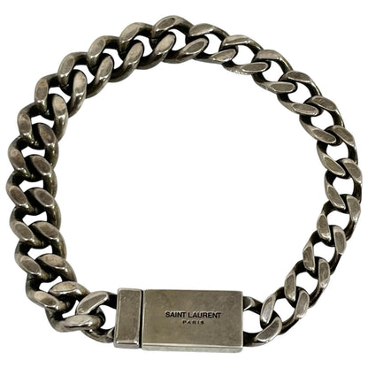 【中古】SAINT LAURENT | サンローラン メタルチェーン ブレスレット アシンメトリー 731208 シルバー Lサイズ【尾張小牧店】