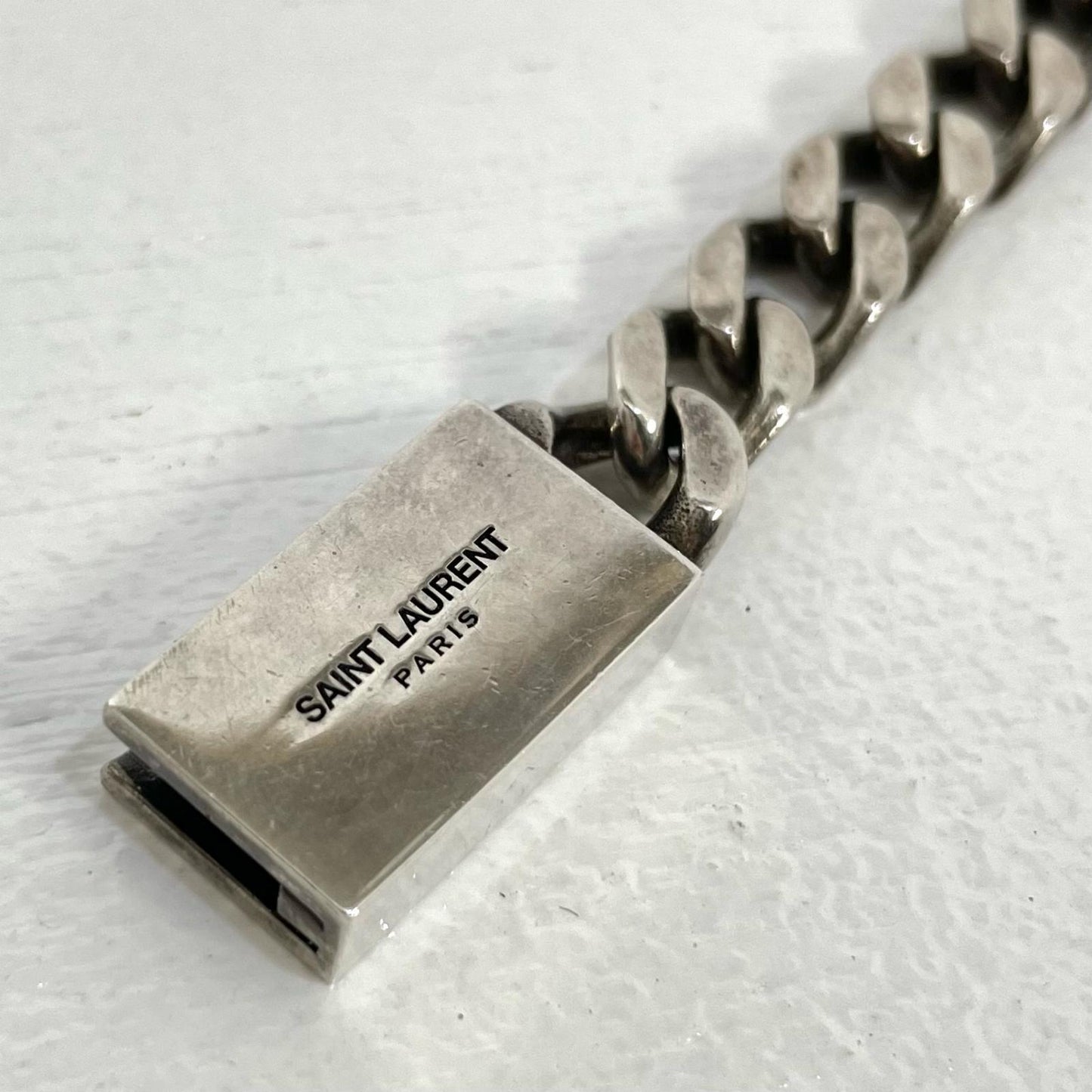 【中古】SAINT LAURENT | サンローラン メタルチェーン ブレスレット アシンメトリー 731208 シルバー Lサイズ【尾張小牧店】