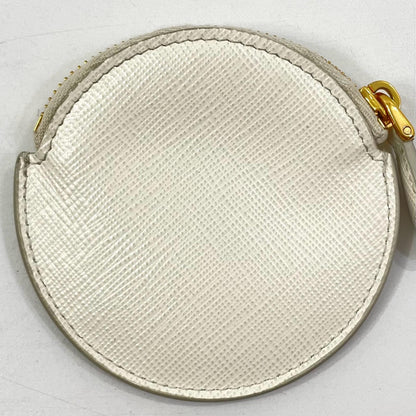 【中古】PRADA | プラダ サフィアーノ トライアングル ロゴ 丸形 コインケース 1MM006 ホワイト【尾張小牧店】