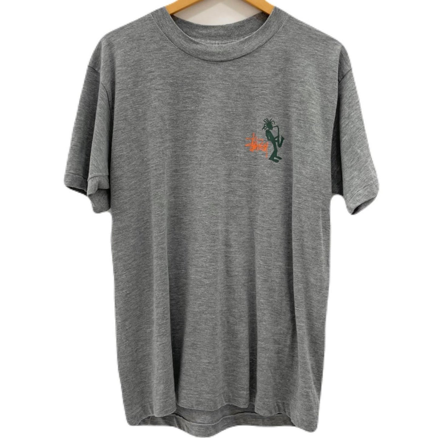 【中古】STUSSY | ステューシー ジャズマン 紺タグ　半袖Ｔシャツ グレー サイズ：L【尾張小牧店】