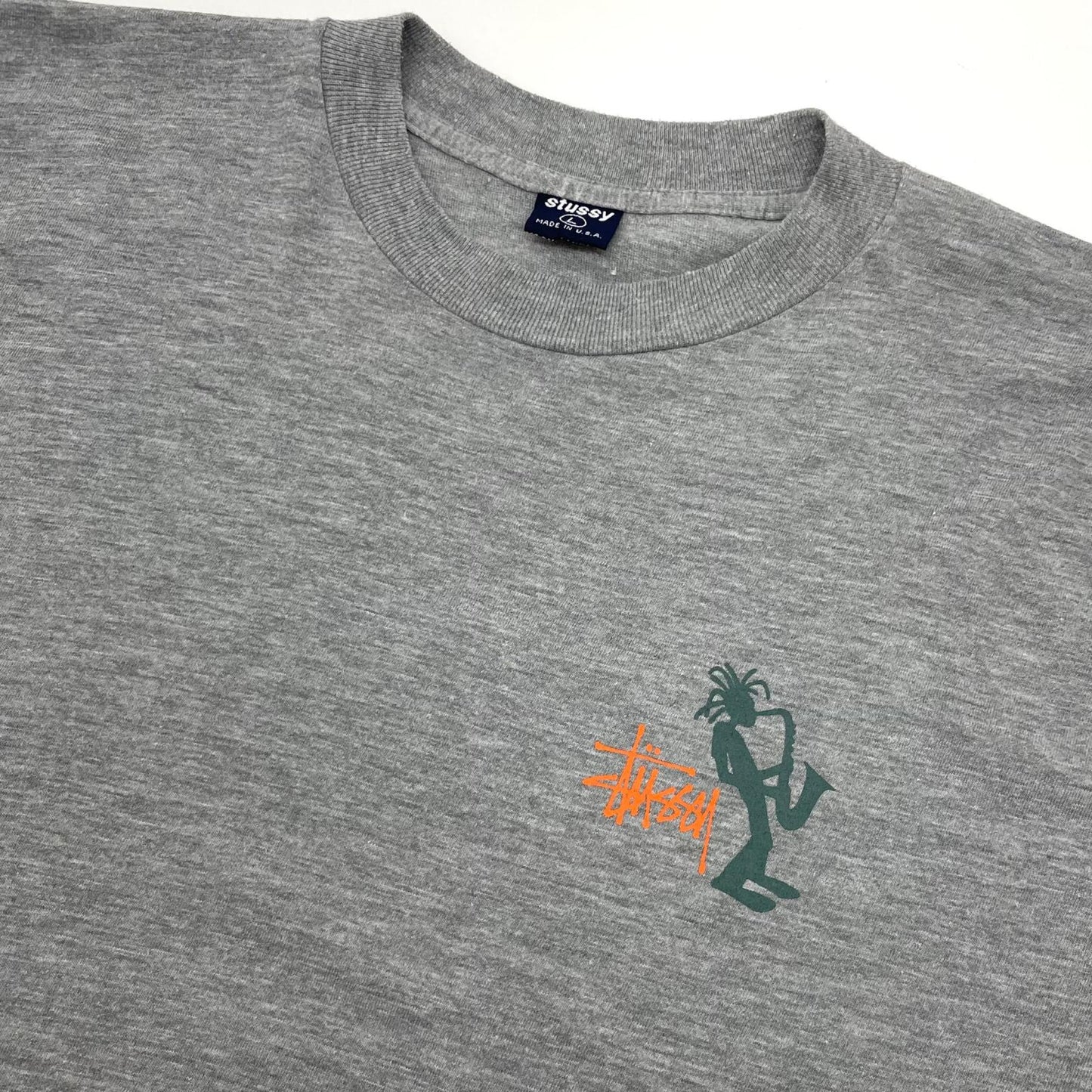 【中古】STUSSY | ステューシー ジャズマン 紺タグ　半袖Ｔシャツ グレー サイズ：L【尾張小牧店】