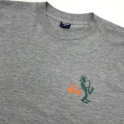 【中古】STUSSY | ステューシー ジャズマン 紺タグ　半袖Ｔシャツ グレー サイズ：L【尾張小牧店】