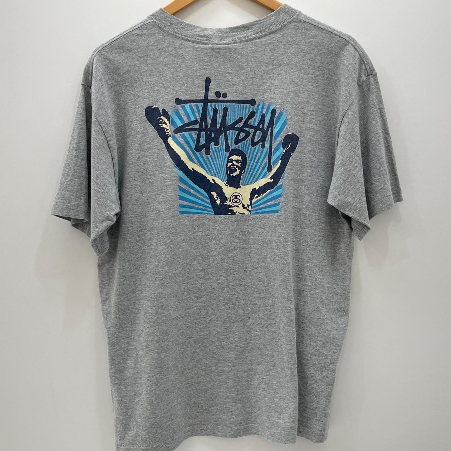 【中古】STUSSY | ステューシー ファイト 紺タグ　半袖Ｔシャツ グレー サイズ：L【尾張小牧店】