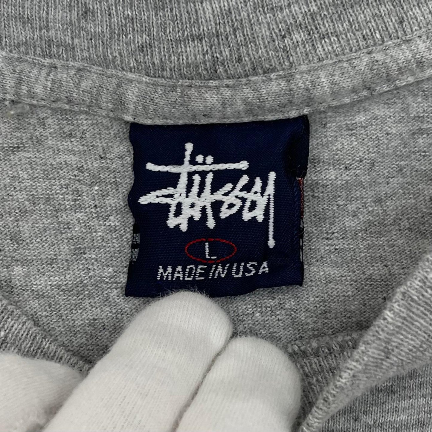 【中古】STUSSY | ステューシー ファイト 紺タグ　半袖Ｔシャツ グレー サイズ：L【尾張小牧店】