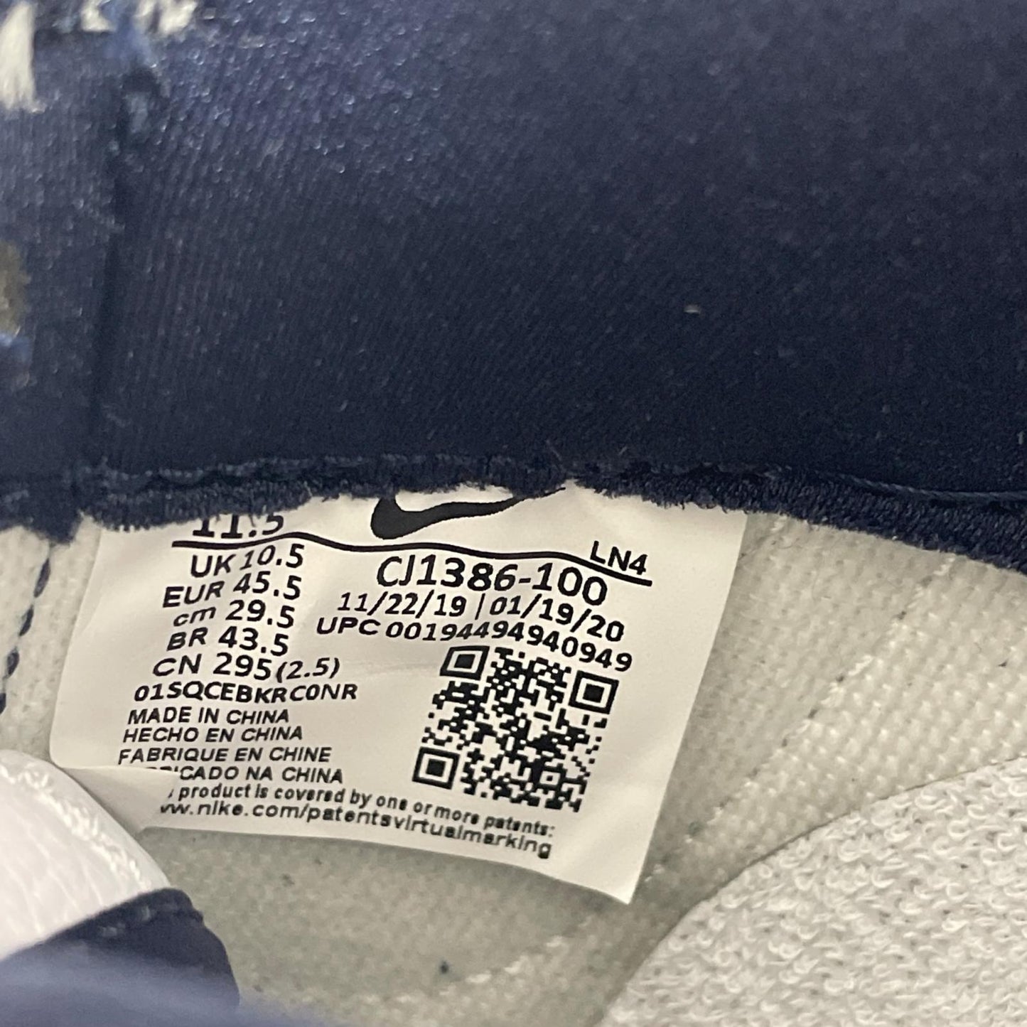 NIKE | ナイキ Air Force 1 Low スニーカー 26.5cm CJ1386-100 ホワイト