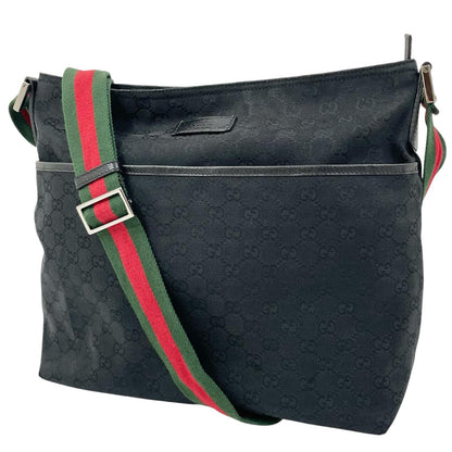 【中古】GUCCI | グッチ GGキャンバス シェリーライン ショルダーバッグ 189751・497717 ブラック【尾張小牧店】