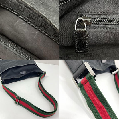 【中古】GUCCI | グッチ GGキャンバス シェリーライン ショルダーバッグ 189751・497717 ブラック【尾張小牧店】