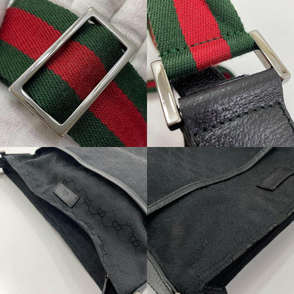 【中古】GUCCI | グッチ GGキャンバス シェリーライン ショルダーバッグ 189751・497717 ブラック【尾張小牧店】