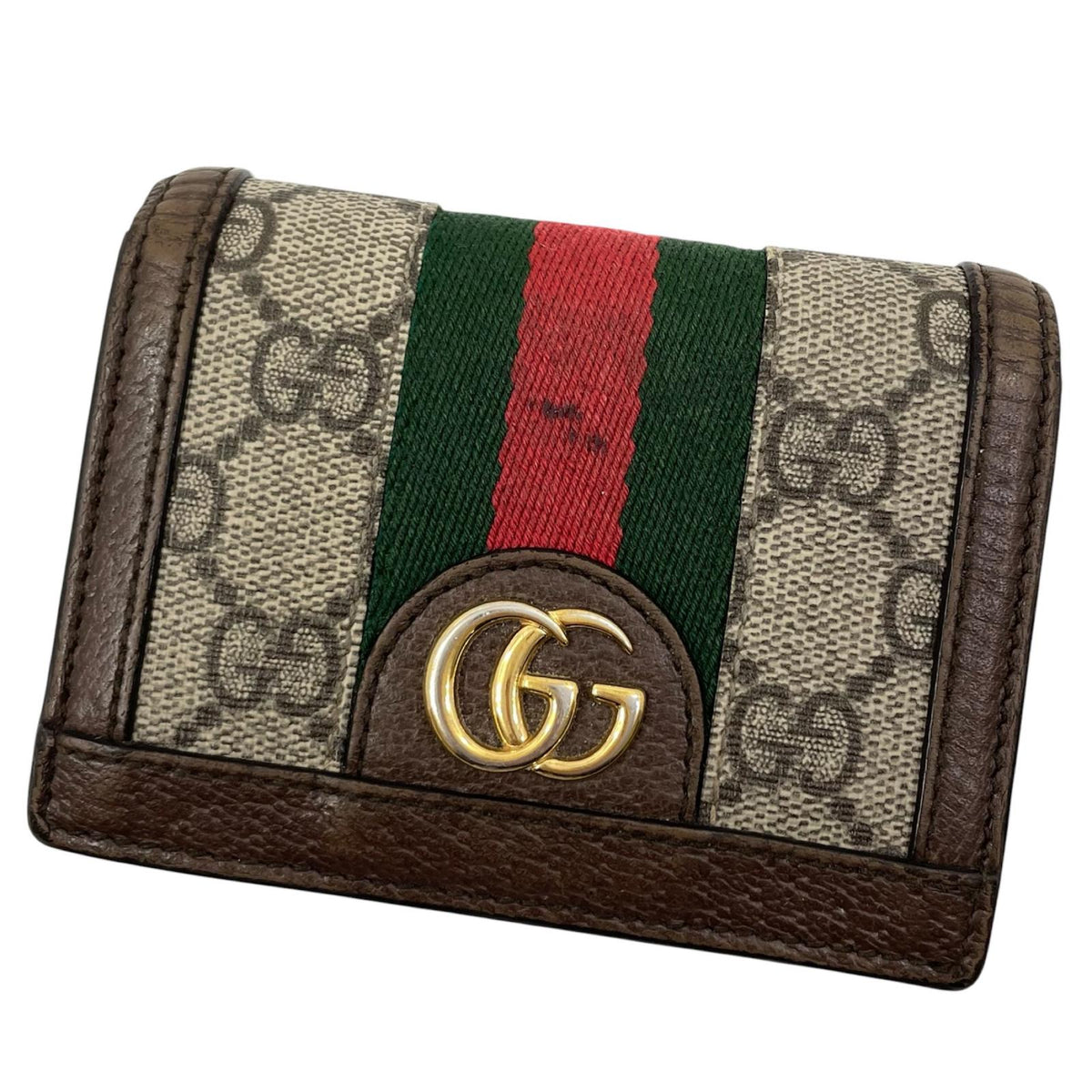 【中古】GUCCI | グッチ GGスプリーム ベージュ エボニー オフィディア 二つ折り財布 523155・0416 ブラウン【尾張小牧店】