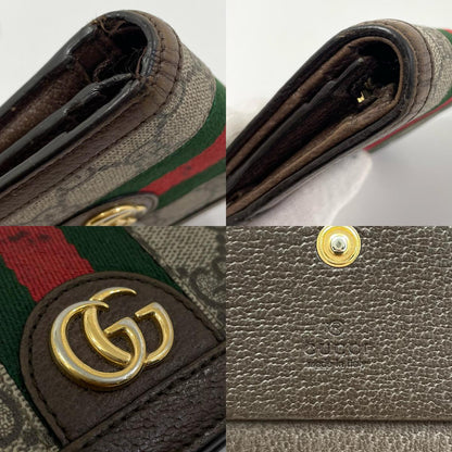 【中古】GUCCI | グッチ GGスプリーム ベージュ エボニー オフィディア 二つ折り財布 523155・0416 ブラウン【尾張小牧店】