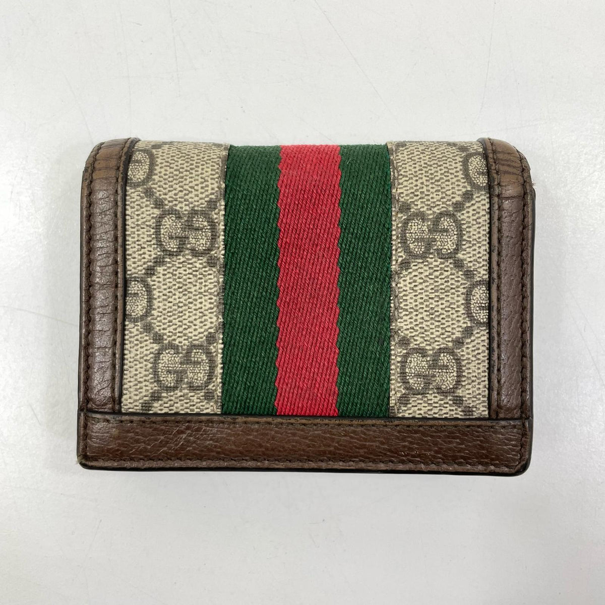 【中古】GUCCI | グッチ GGスプリーム ベージュ エボニー オフィディア 二つ折り財布 523155・0416 ブラウン【尾張小牧店】