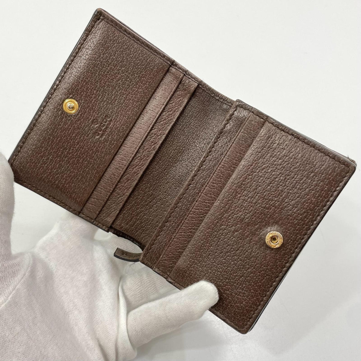 【中古】GUCCI | グッチ GGスプリーム ベージュ エボニー オフィディア 二つ折り財布 523155・0416 ブラウン【尾張小牧店】