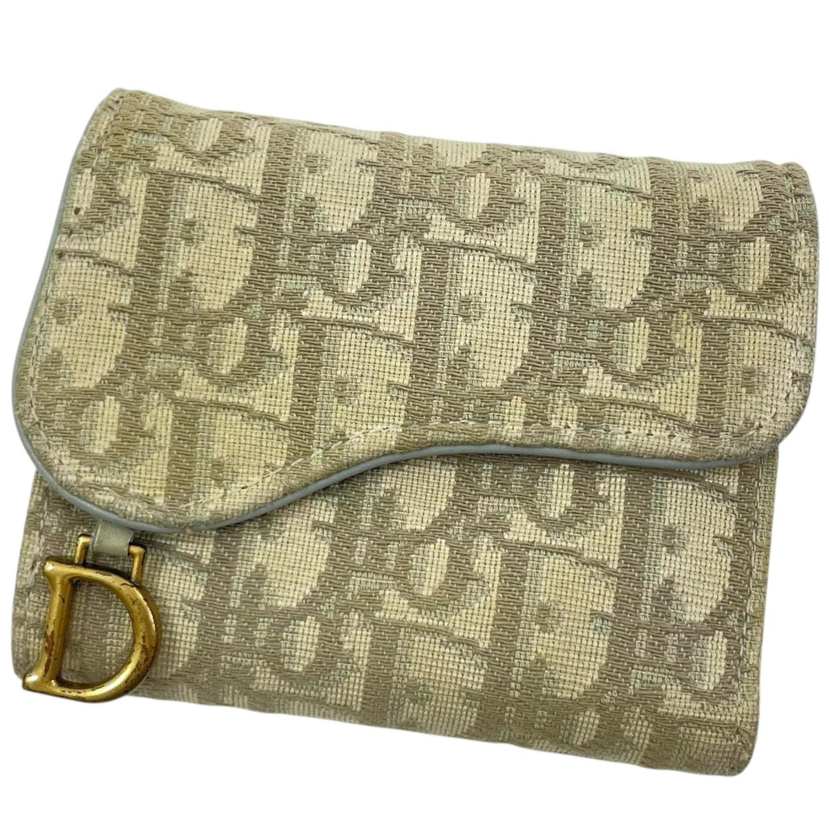 【中古】Dior | ディオール サドルロータスウォレット コンパクト 三つ折り財布 S5652CTZQ グレー【尾張小牧店】