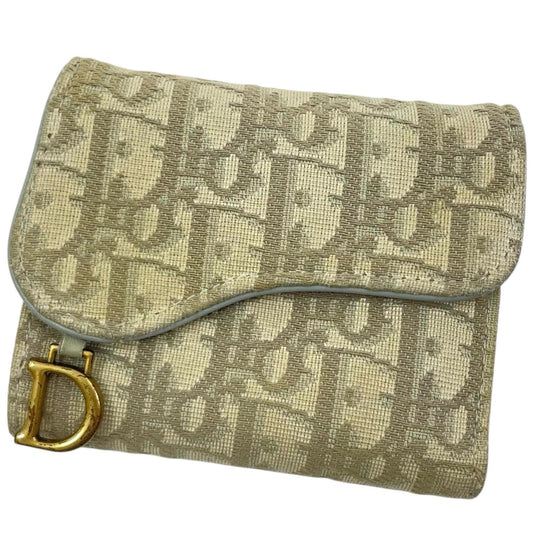【中古】Dior | ディオール サドルロータスウォレット コンパクト 三つ折り財布 S5652CTZQ グレー【尾張小牧店】