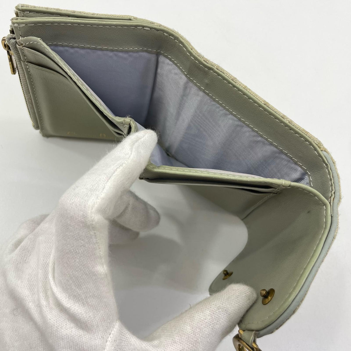 【中古】Dior | ディオール サドルロータスウォレット コンパクト 三つ折り財布 S5652CTZQ グレー【尾張小牧店】