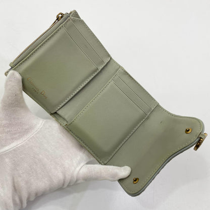 【中古】Dior | ディオール サドルロータスウォレット コンパクト 三つ折り財布 S5652CTZQ グレー【尾張小牧店】