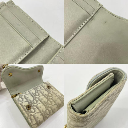【中古】Dior | ディオール サドルロータスウォレット コンパクト 三つ折り財布 S5652CTZQ グレー【尾張小牧店】