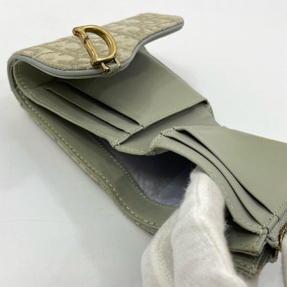 【中古】Dior | ディオール サドルロータスウォレット コンパクト 三つ折り財布 S5652CTZQ グレー【尾張小牧店】